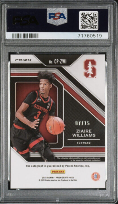 2021 Ziaire Williams Prizm Autograph #CPZWI PSA 10 Pop 1/1 RARE Rookie Stanford