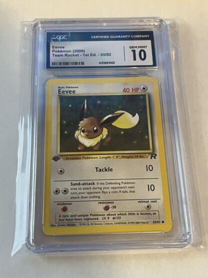 Eevee Team Rocket 1st Edition Pokemon Card 55/82 CGC GEM MINT 10