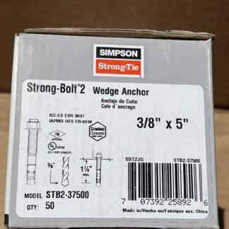 Simpson Strong-Tie STB2-37500 - 3/8" x 5" Zinc Strong-Bolt2 Wedge Anchor 50 Pack