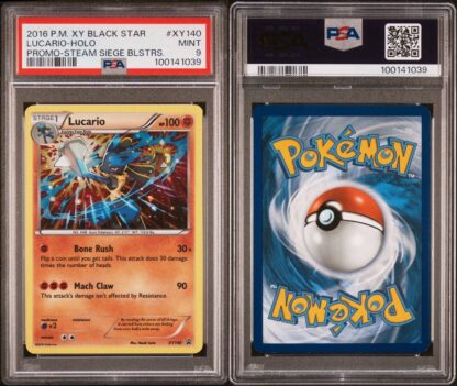 2016 POKEMON XY BLACK STAR PROMO STEAM SIEGE BLISTERS #XY140 LUCARIO-HOLO PSA 9