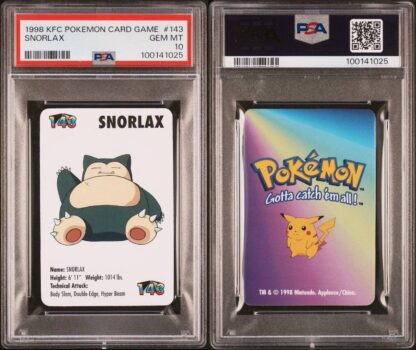 Snorlax #143 Pokemon Card Game Mini KFC 1998 Nintendo PSA 10