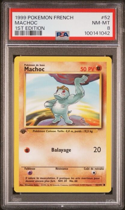 PSA 8 MINT French Machop (Machoc) Base 1st Edition Pokemon #52/102