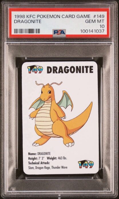 1998 KFC POKÉMON CARD GAME #149 DRAGONITE GEM MINT 10 RARE