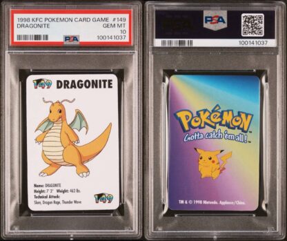 1998 KFC POKÉMON CARD GAME #149 DRAGONITE GEM MINT 10 RARE