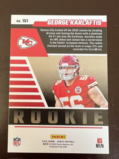 2022 Panini Zenith Football George Karlaftis RED ZONE RC Base Chiefs #151