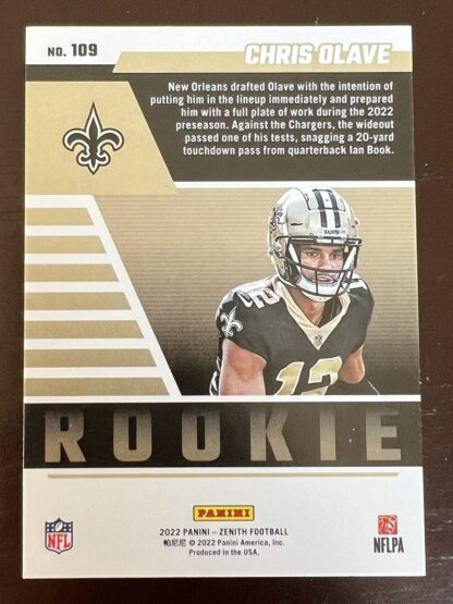 CHRIS OLAVE RC 2022 Panini Zenith Football NEW ORLEANS SAINTS 109