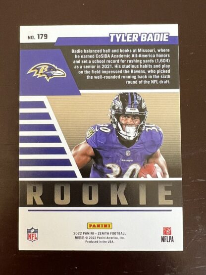 2022 Panini Zenith Football #179 TYLER BADIE RC Rookie Card! Red Parallel!